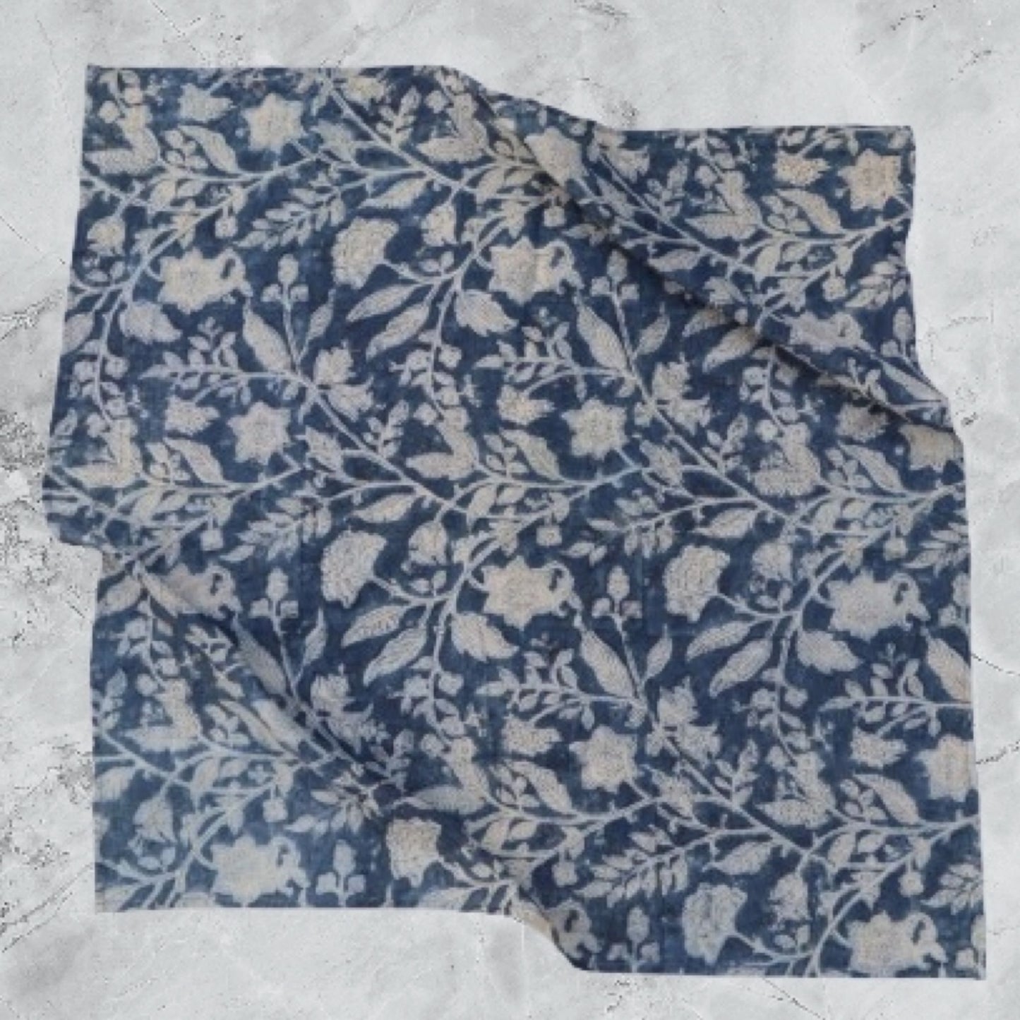 Navy Midnight Bloom Vegetable-Dyed Cotton Bandana