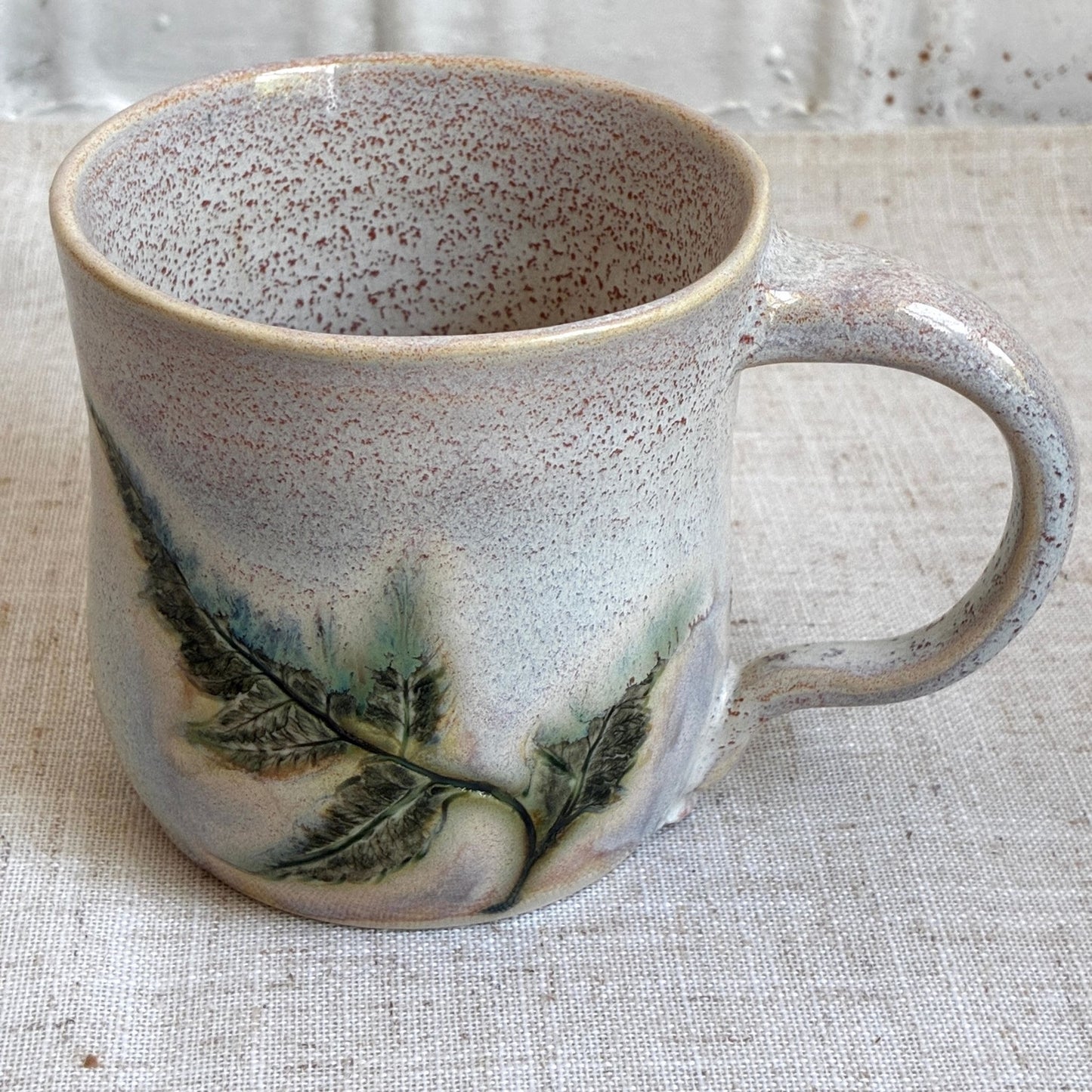 White Leaf Ceramic Mug by Danielle Payette