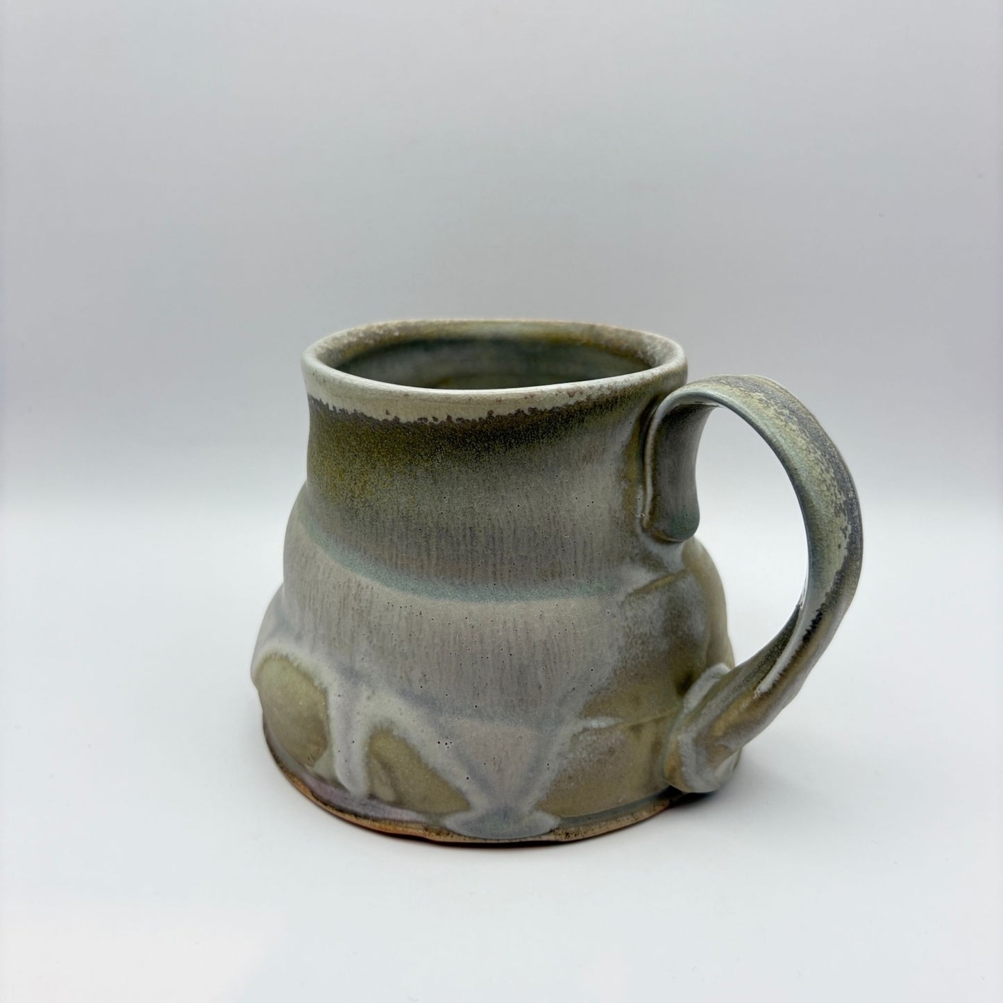 White and Tan Drip Mug by Sarah Boudinot