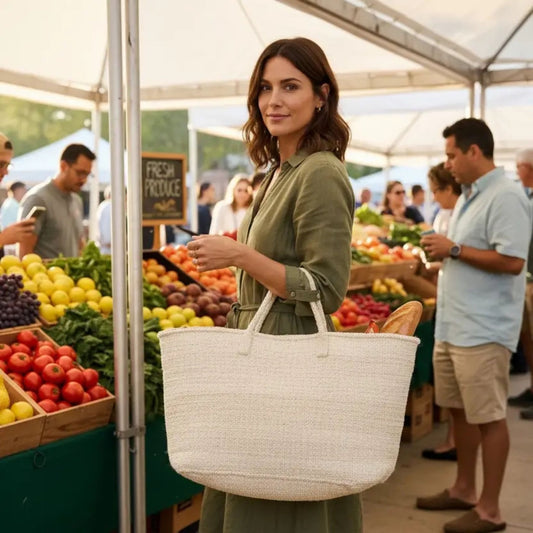White Sisal Oversized Tote