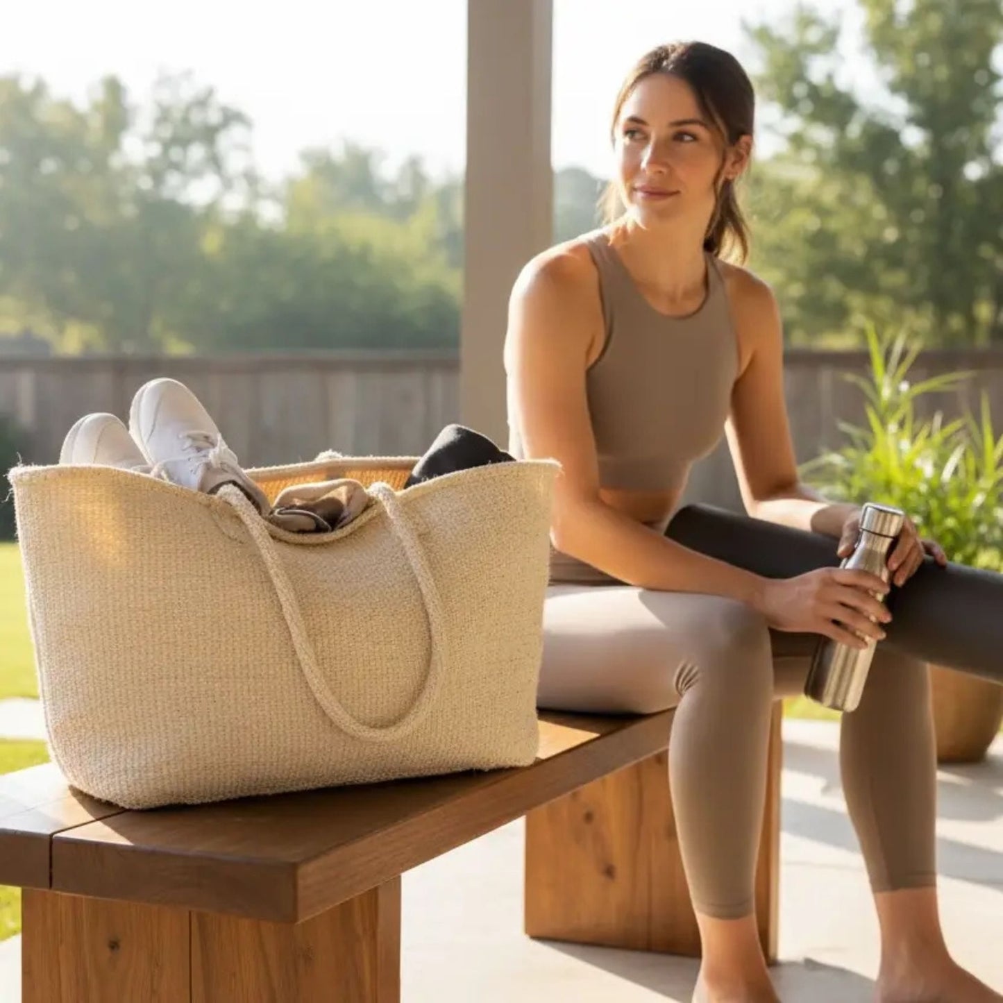 White Sisal Tote Basket