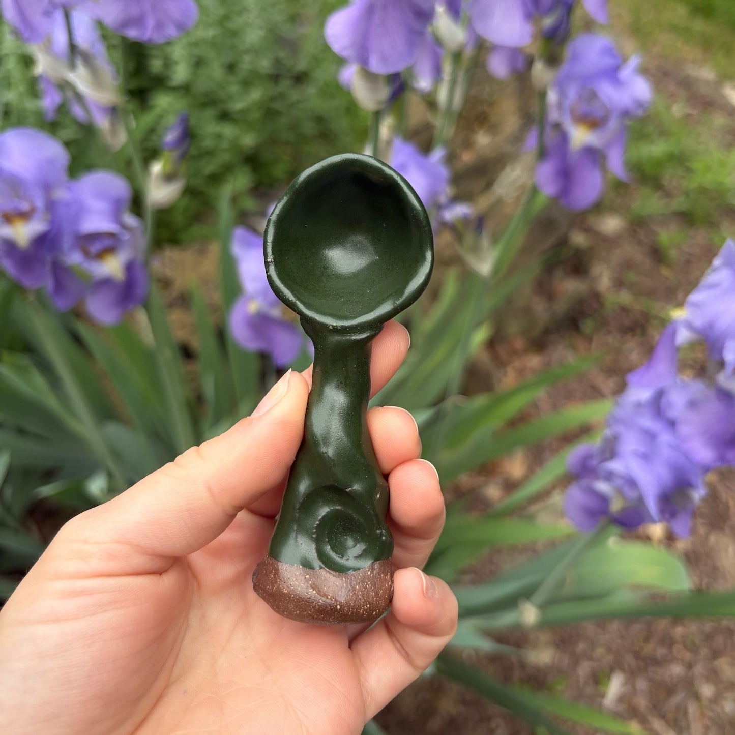 Small Green Ceramic Spoon by Sarah Boudinot