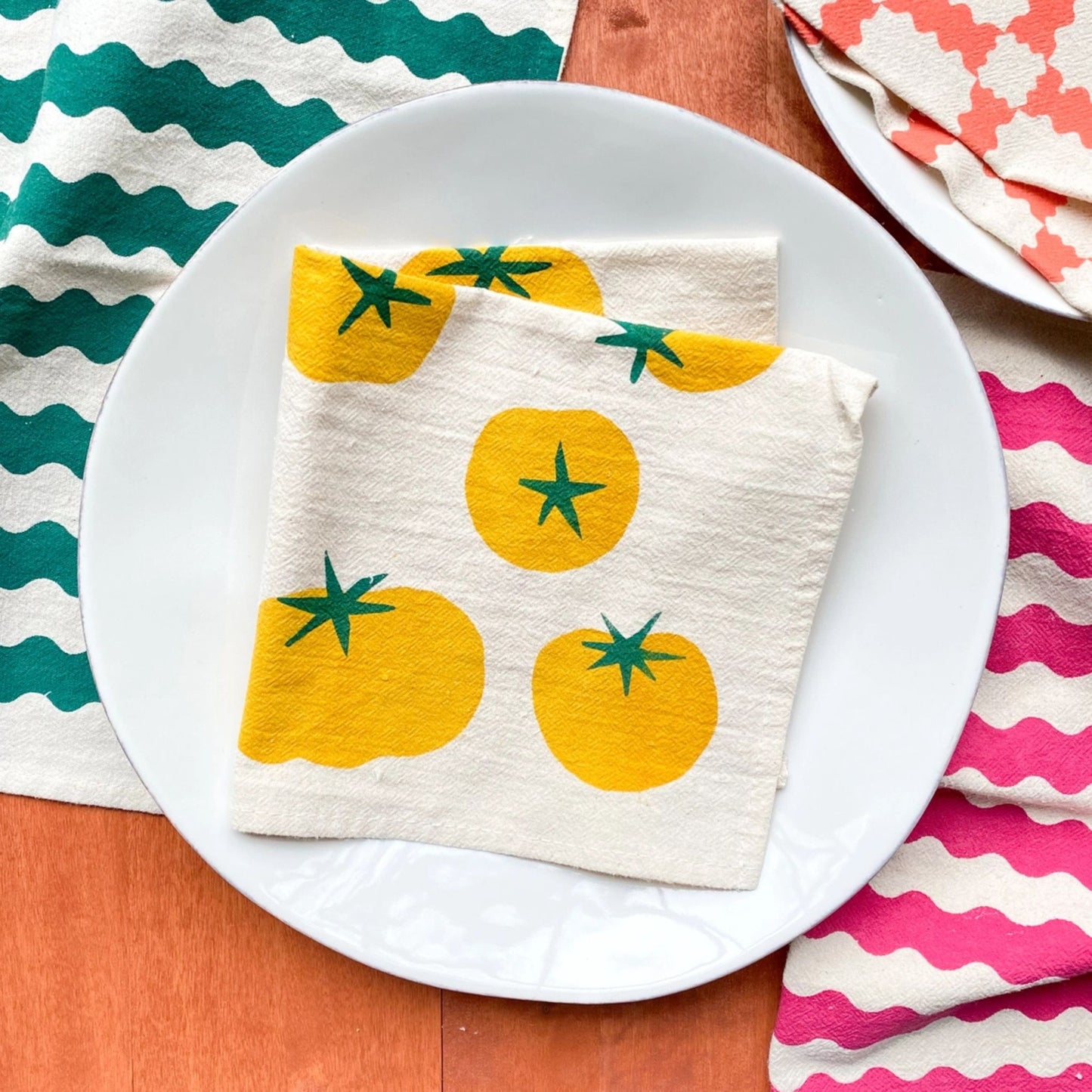 Tomatoes Hand Printed Cotton Napkins