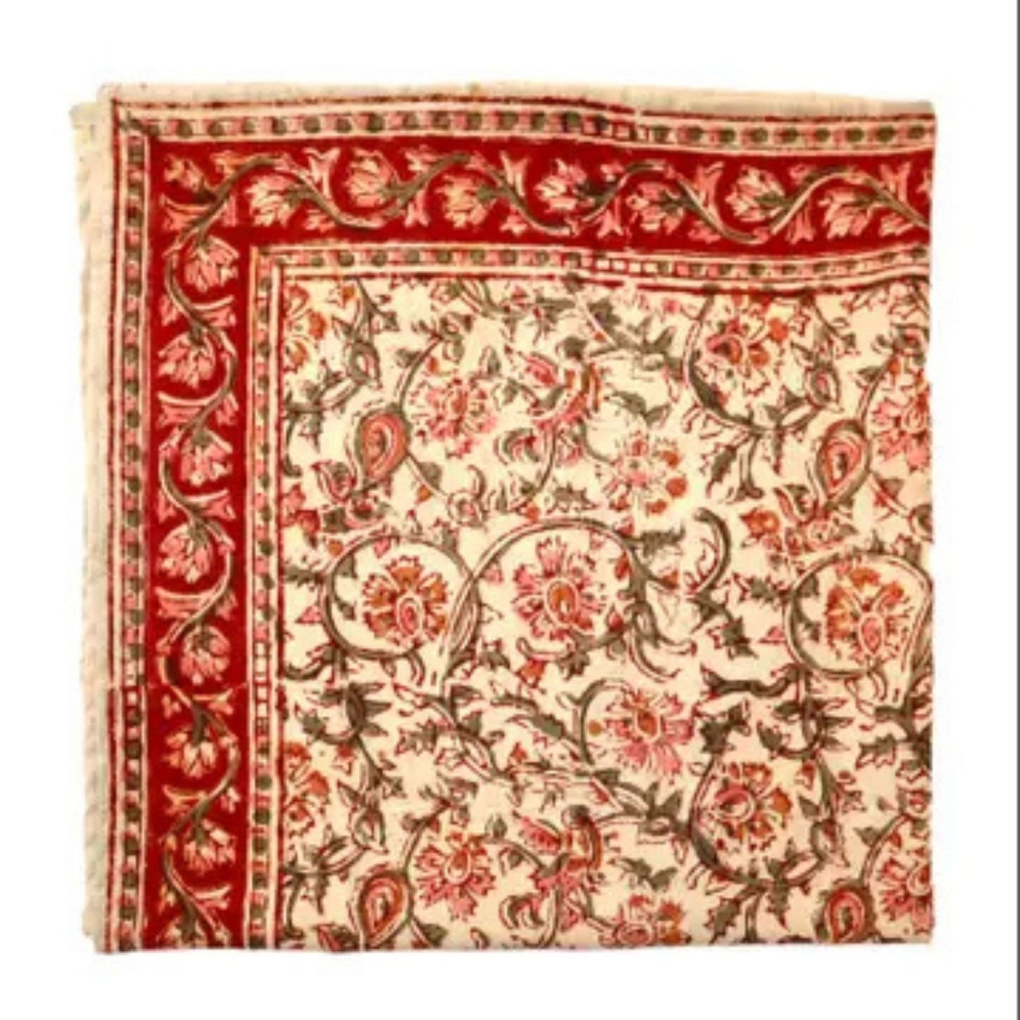 Autumn Rose Pattern Kalamkari Cotton Bandana