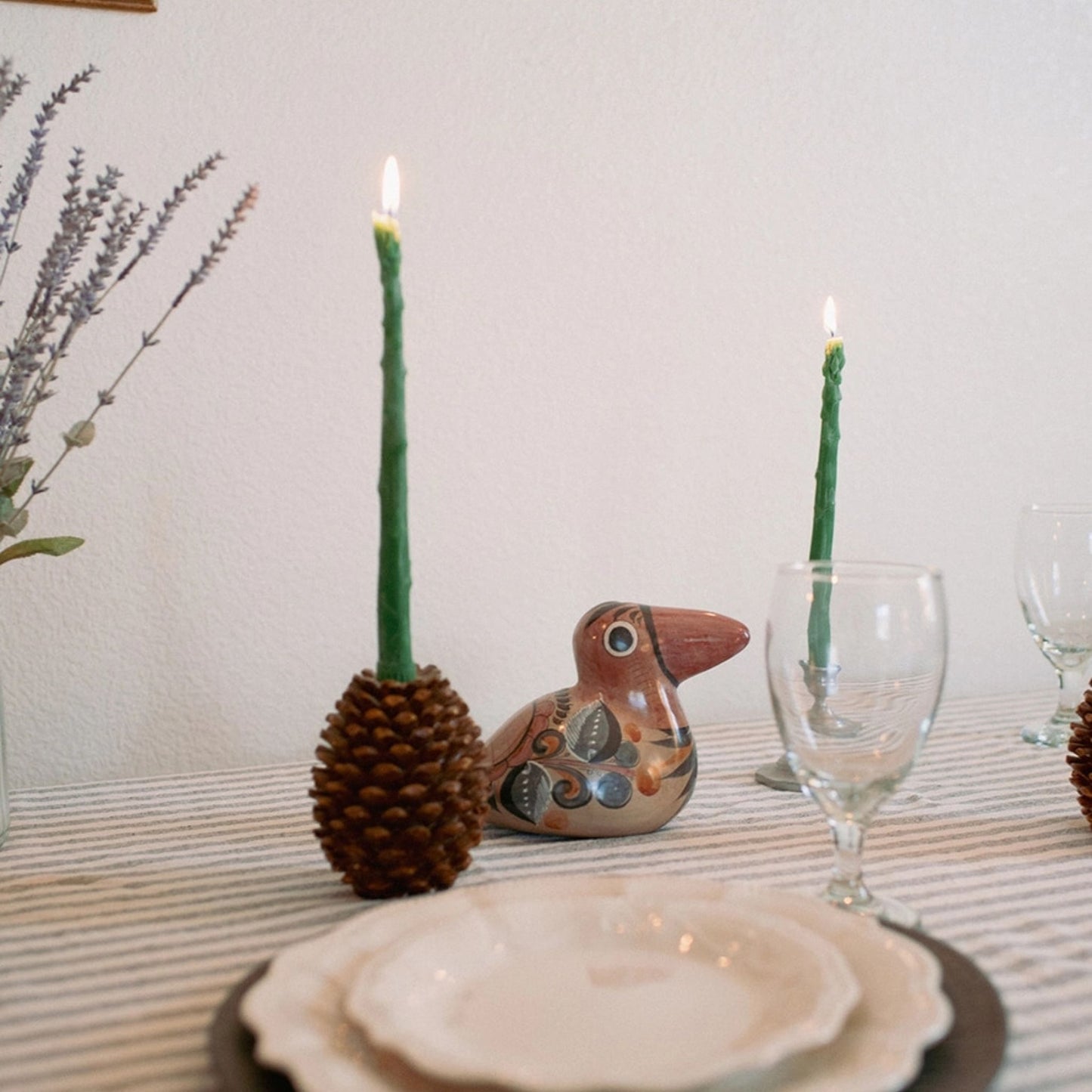 Asparagus Candles Beeswax, Set of 2