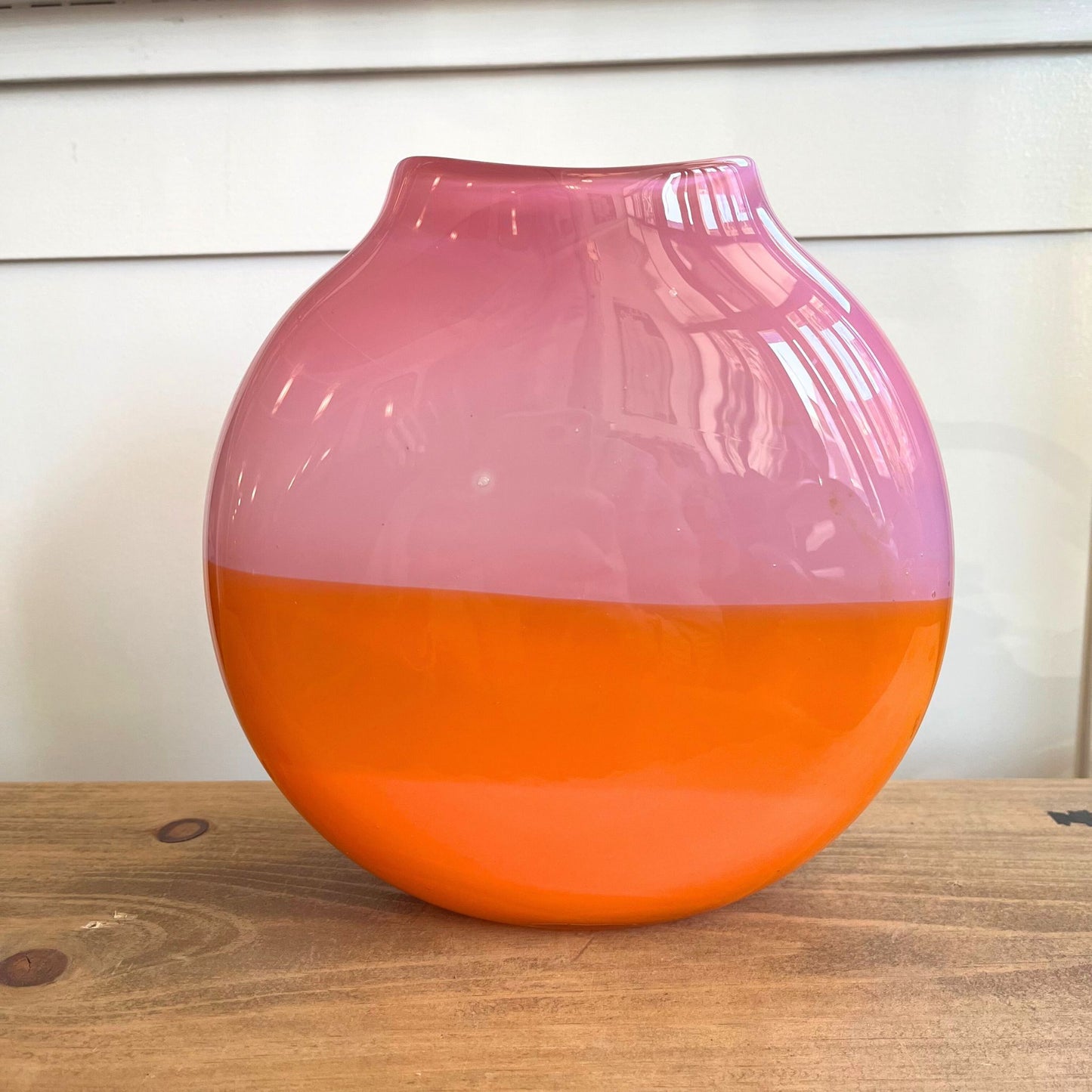 Bowglass Flat Pink & Orange Vase