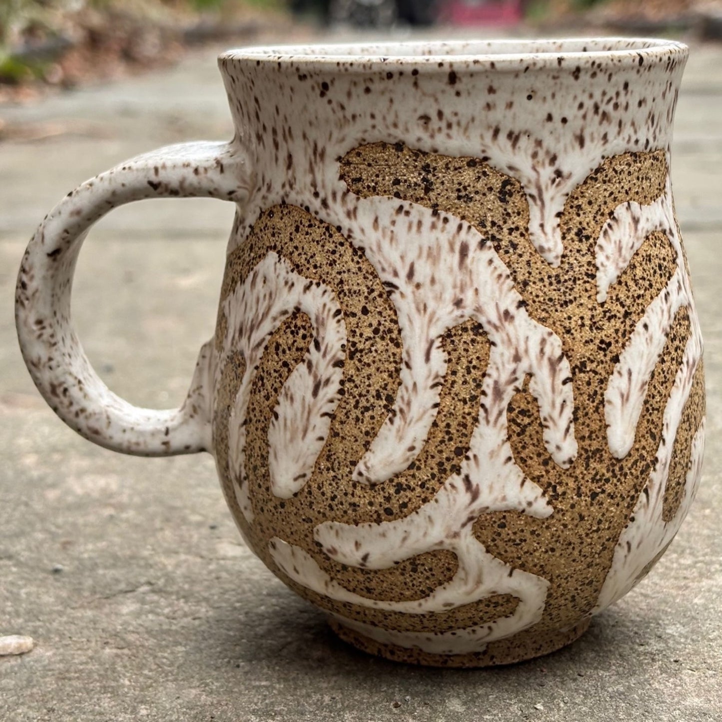 White & Natural Speckled Mug by David Sytkowski