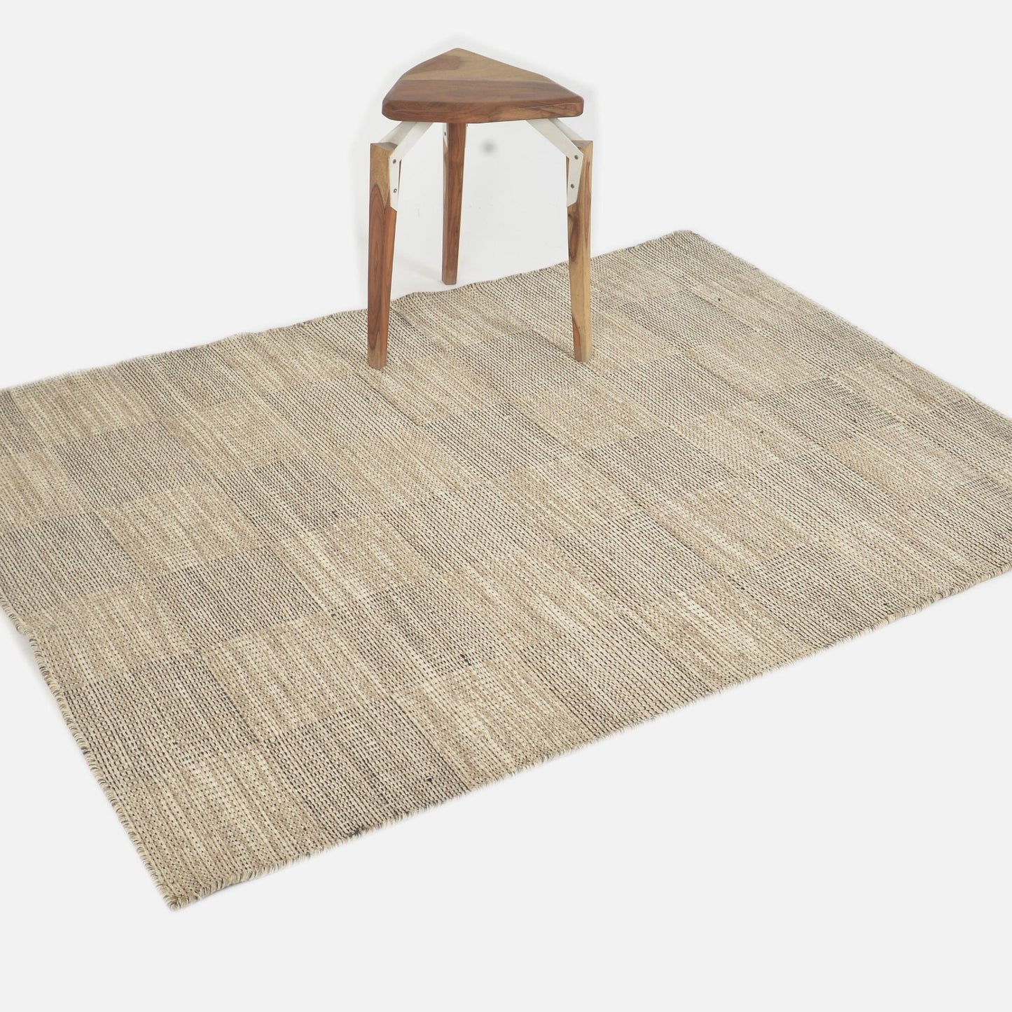 Check Stitch Handwoven Wool Cotton Rug 8' x 5'