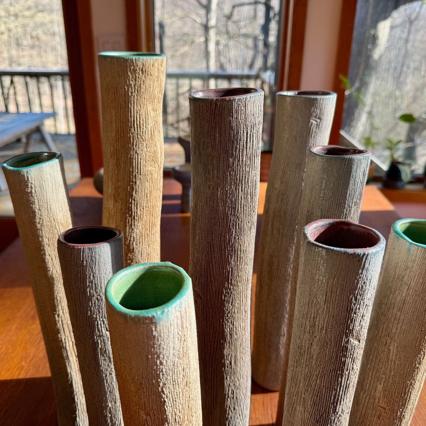 Soda Fired Stoneware Tree Vases by Rondell Meeks
