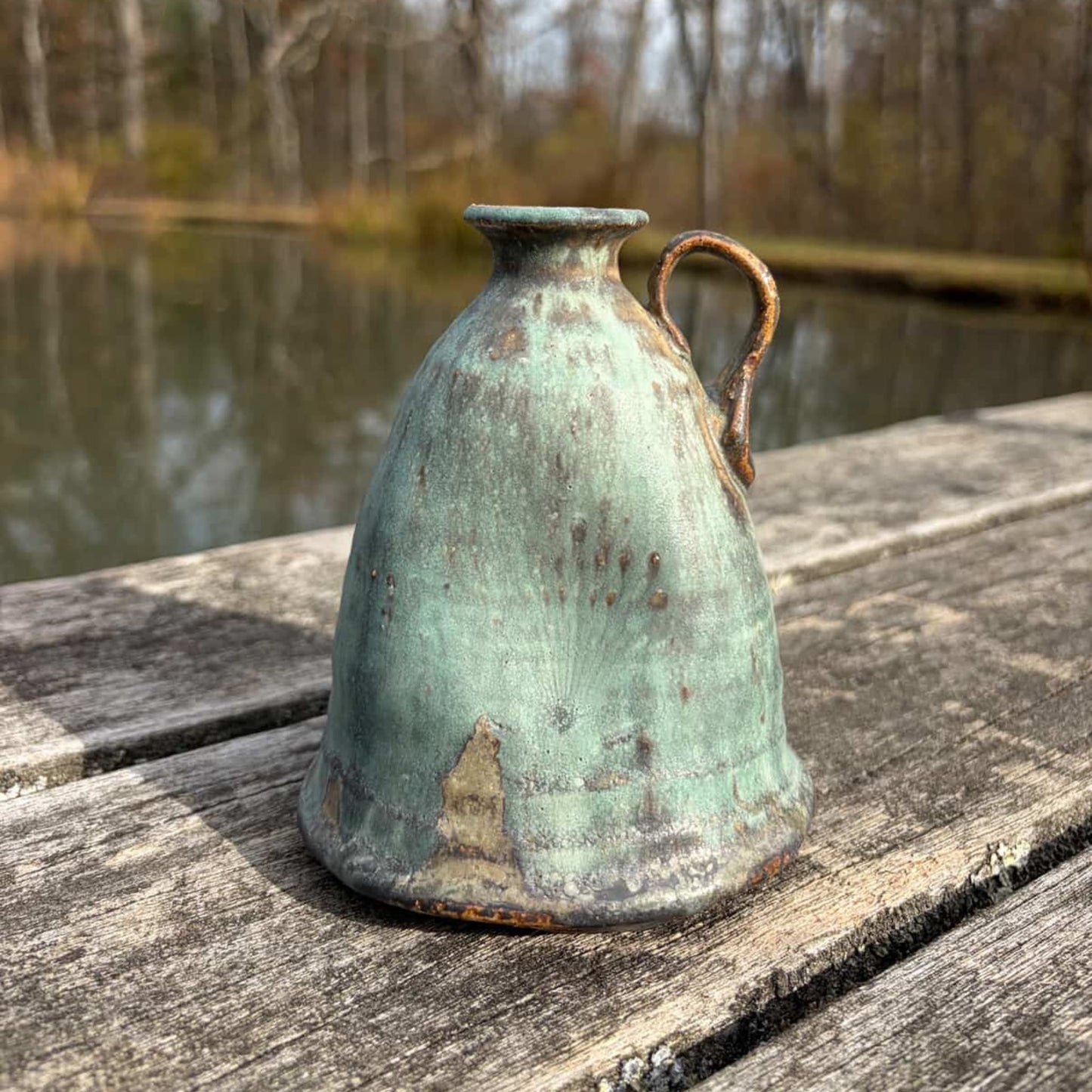 Mint Green Vase with Handle by Sarah Boudinot