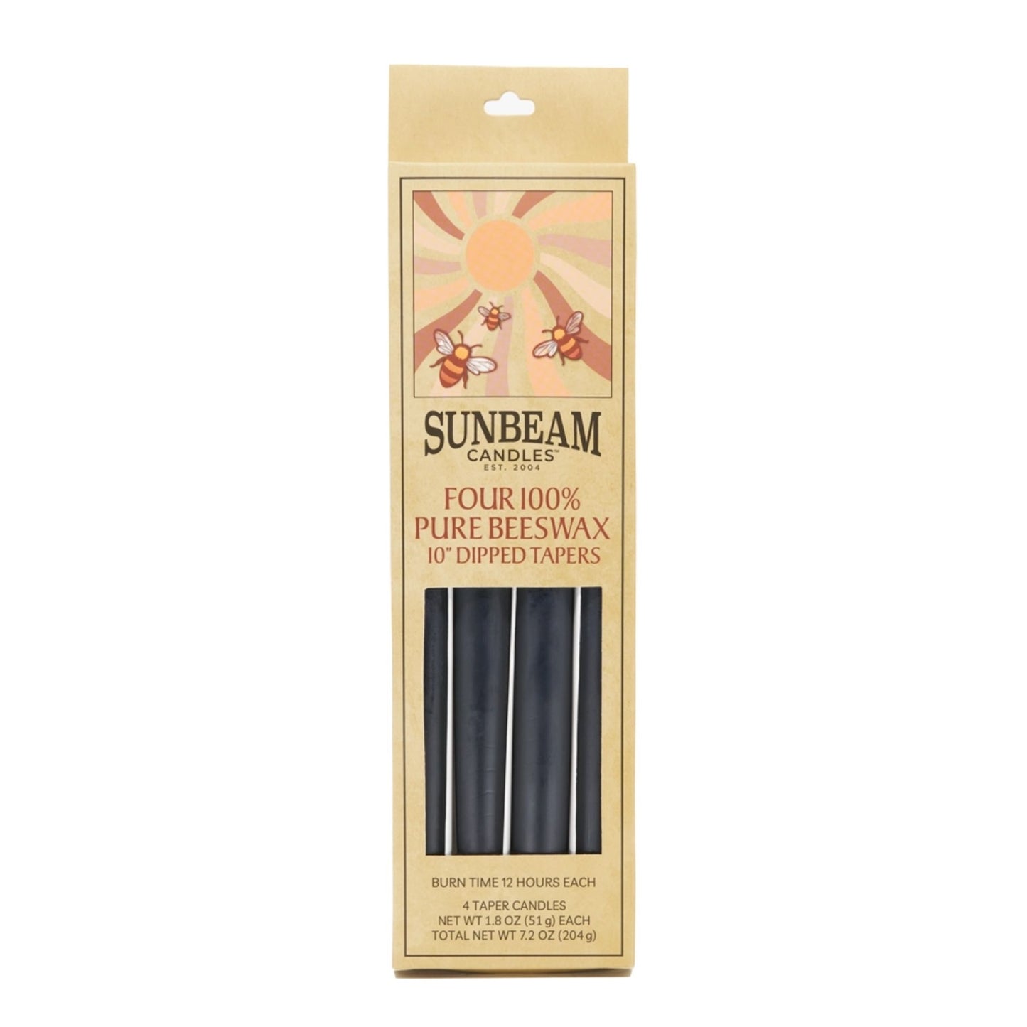 Beeswax Taper Candles Box of 4