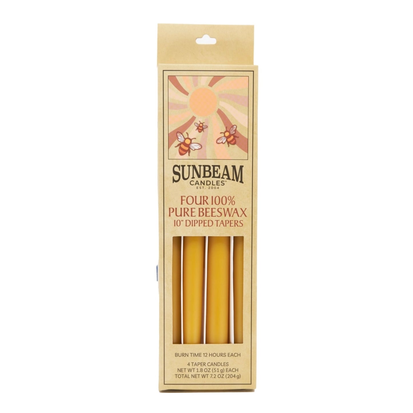 Beeswax Taper Candles Box of 4