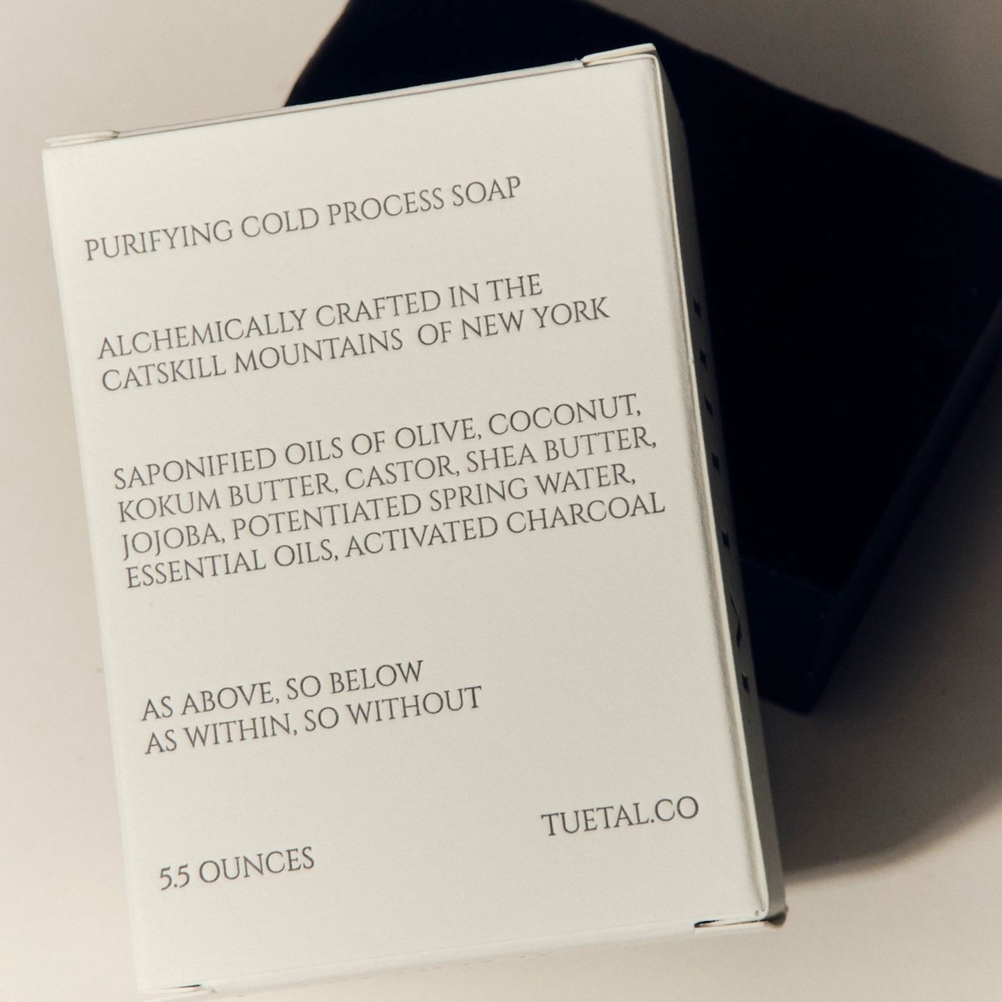 Box of Tuetal Co soap with text on a neutral background