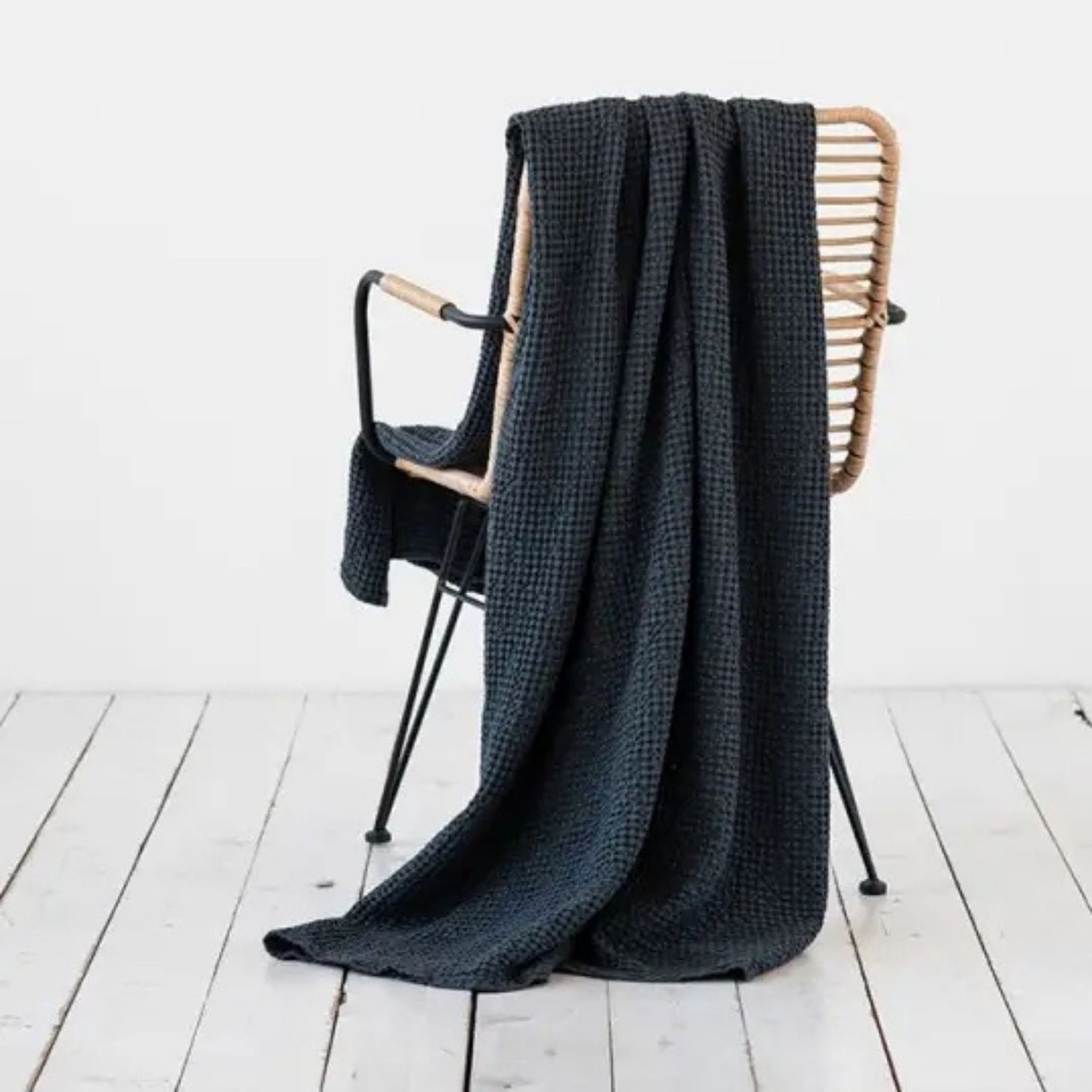Linen Waffle Throw Blanket