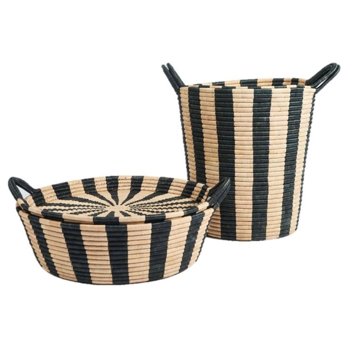 Striped Basket with Tray Lid