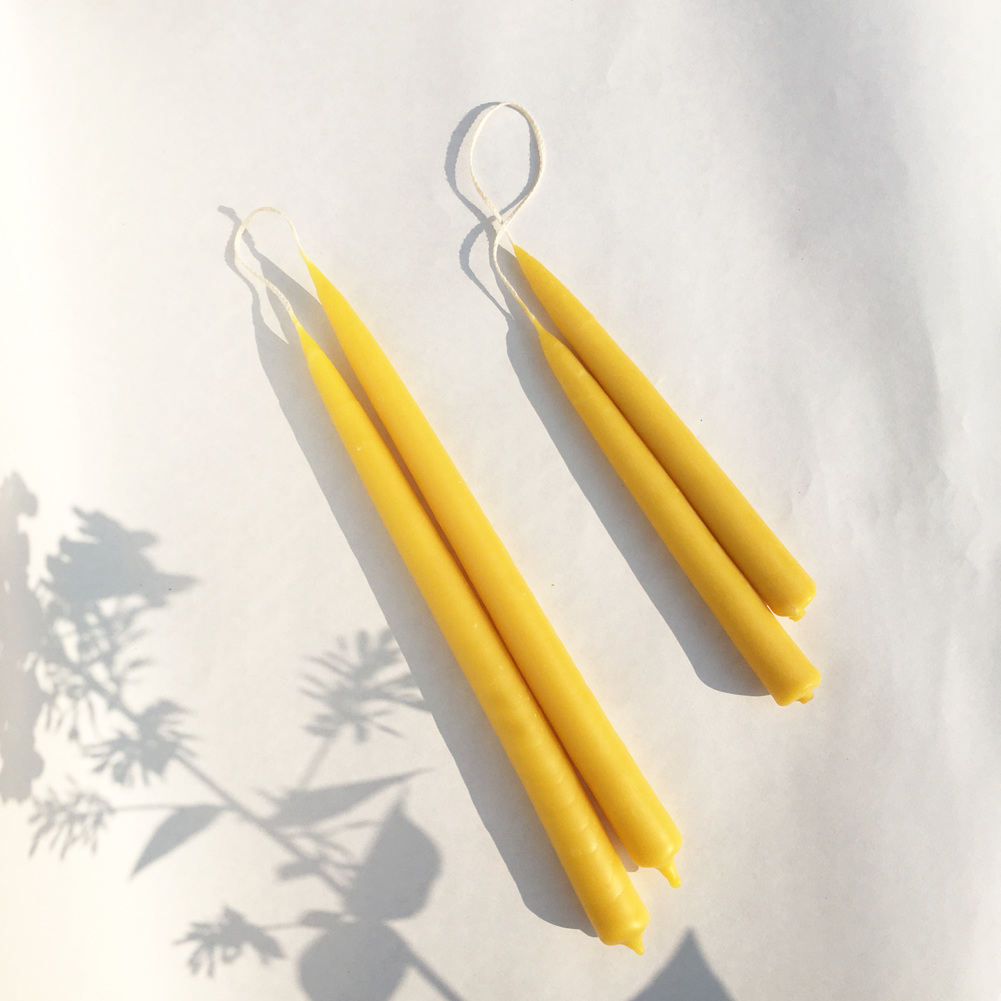 Tall Pair of Hand Dipped Taper Beeswax Candles