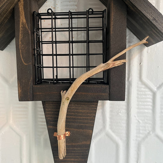Suet Cake Bird Feeder Driftwood Perch