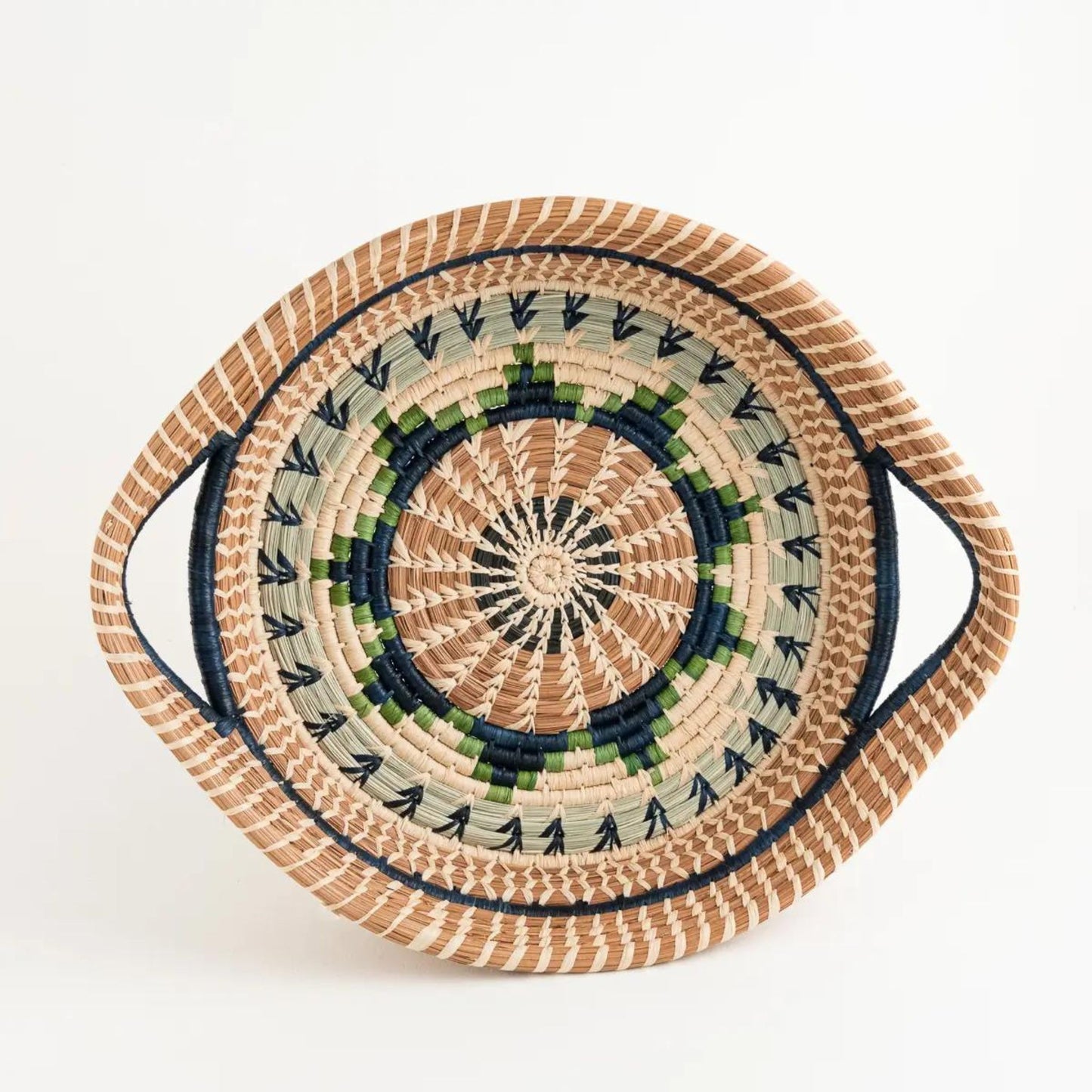 Chumil Pine Needle Tray Basket. Fair Trade crafted in Guatemala Length: 13 Inches, Width: 10.5 Inches, Height: 2.25 Inches