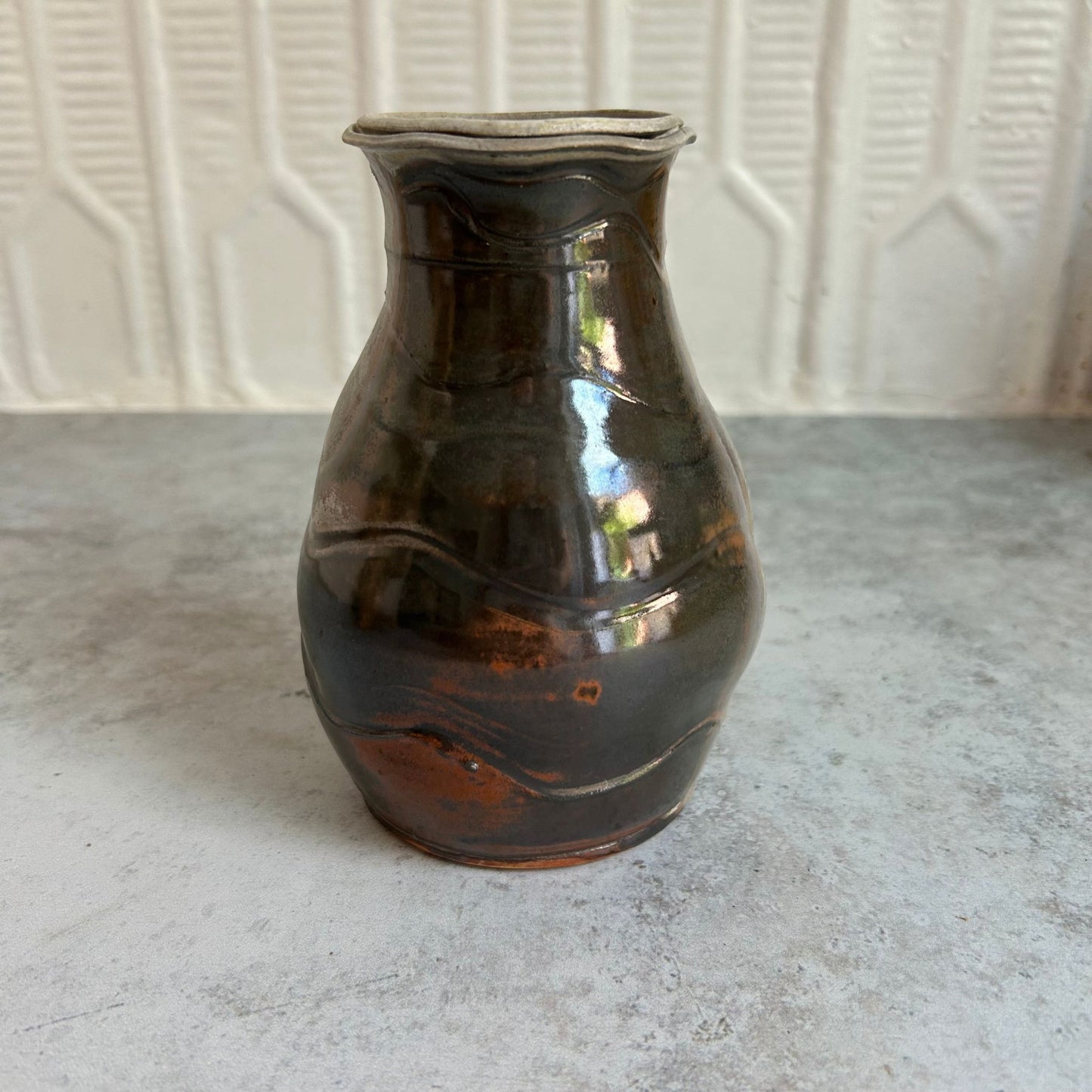 Grey Wave Ceramic Vase by Mudsprouts