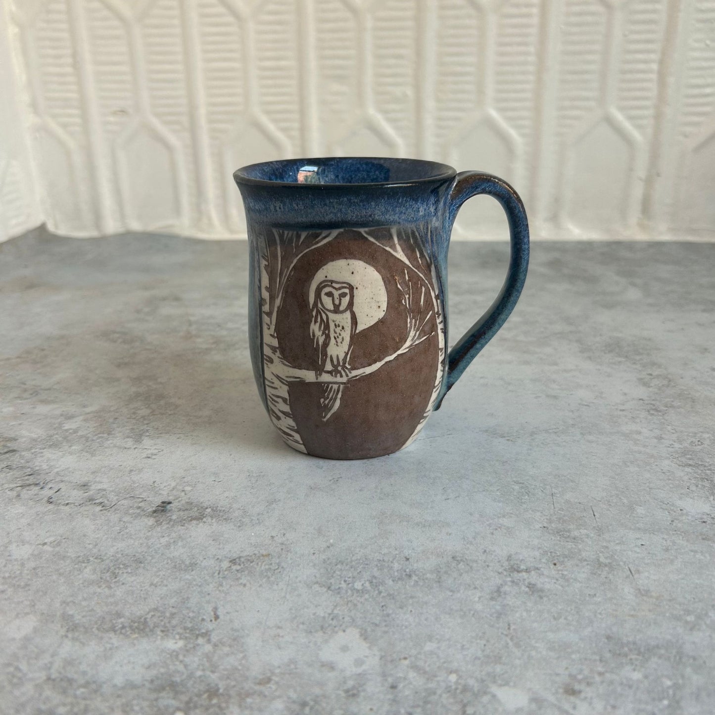 Blue Owl Ceramic Mug by Danielle Payette
