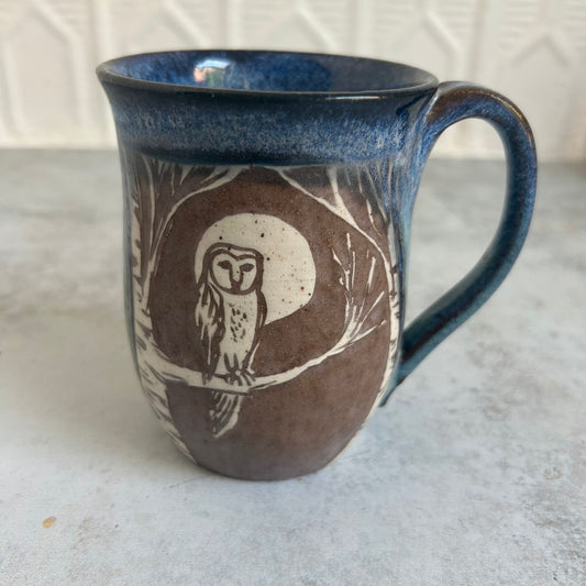 Blue Owl Ceramic Mug by Danielle Payette