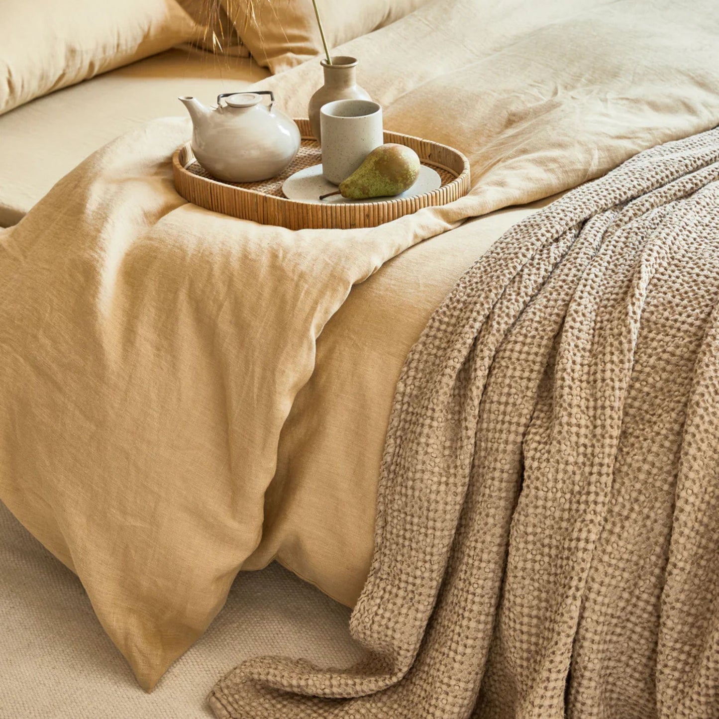 Linen Waffle Throw Blanket