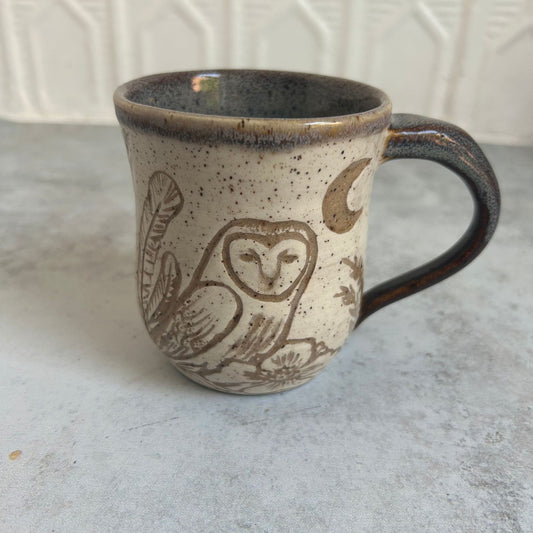 Owl & Mushroom Ceramic Mug by Danielle Payette