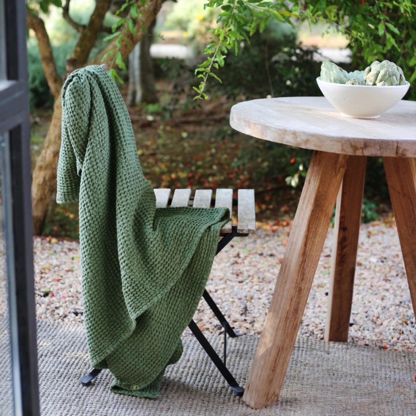 Linen Waffle Throw Blanket
