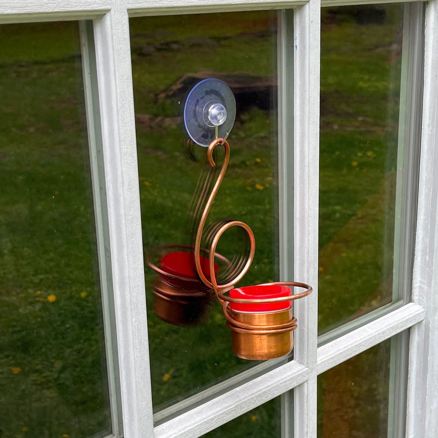 Window Mounted Copper Hummingbird Feeder