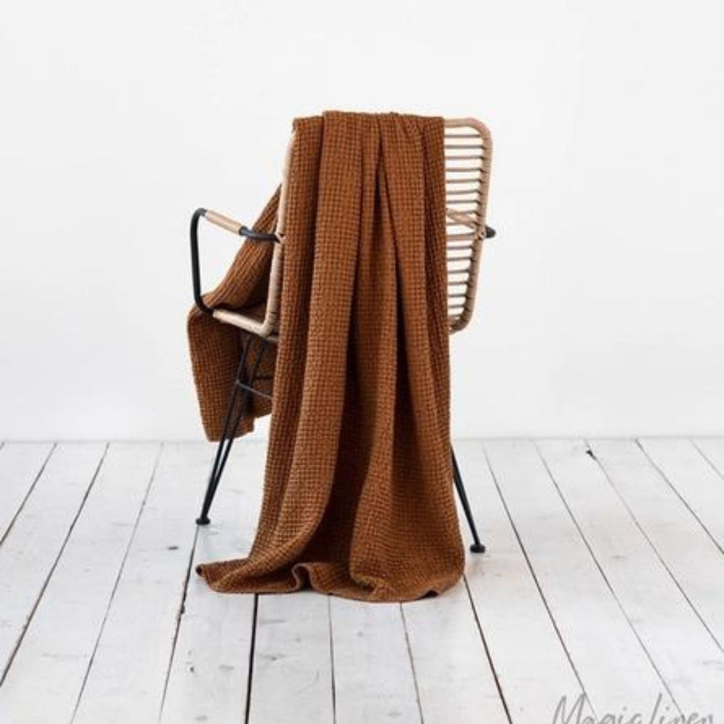 Linen Waffle Throw Blanket