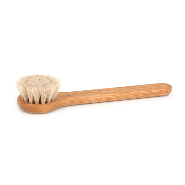 soft face washing brush made of horsehair and oak wood handle