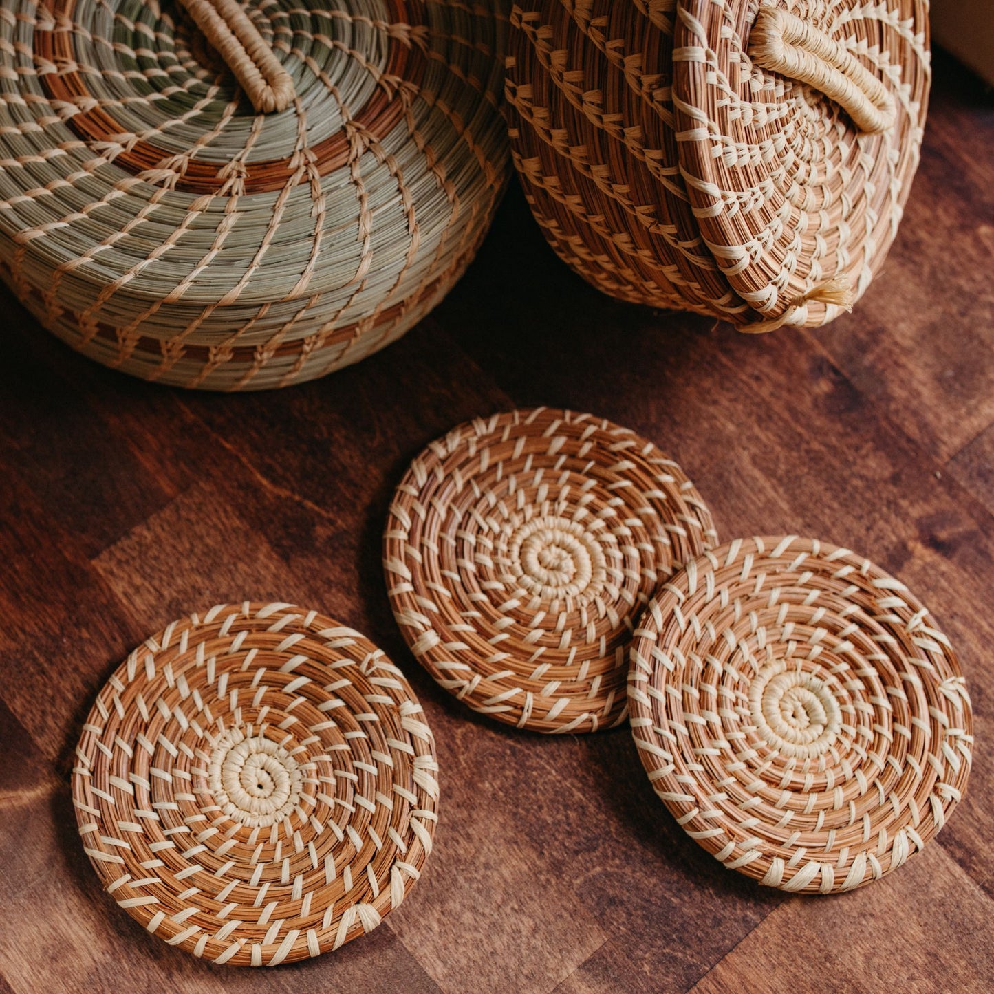 Pine Needle Coasters Set of 4