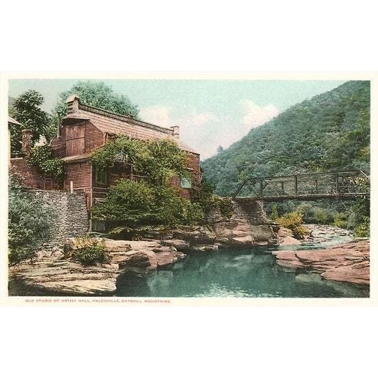 vintage postcard of old studio of artist hall in palenville new york