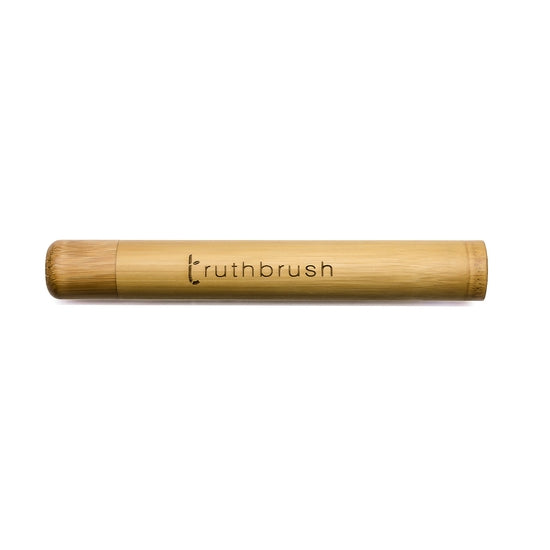 Polished bamboo toothbrush travel case