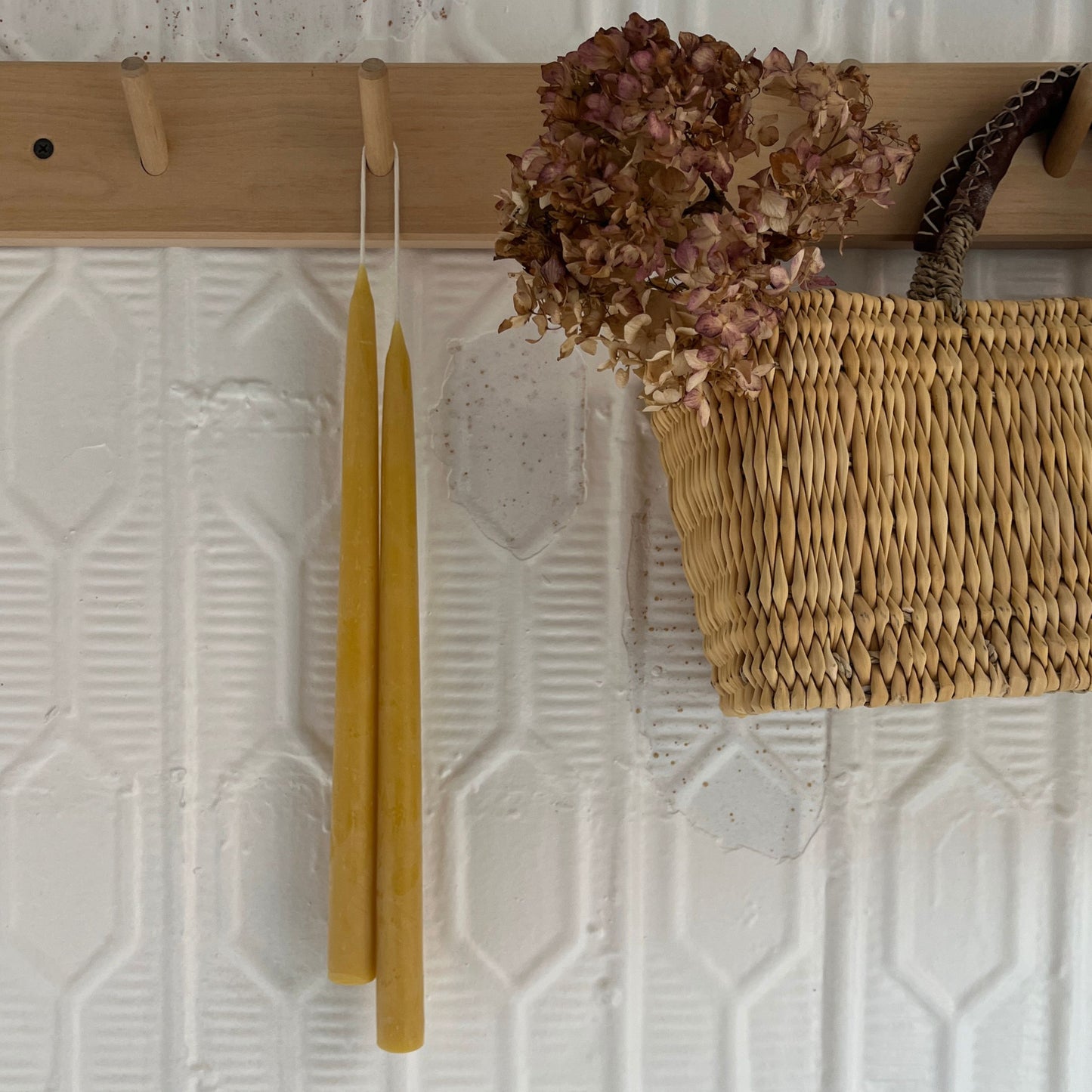 Dipped 12" Beeswax Taper Candles Pair