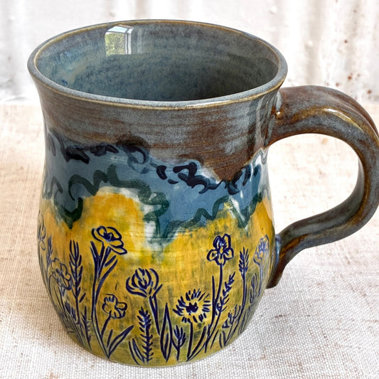 Yellow Flowers Ceramic Mug by Danielle Payette
