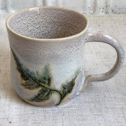 White Leaf Ceramic Mug by Danielle Payette