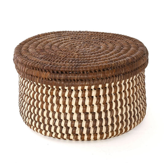 Brown Lidded Sewing Basket
