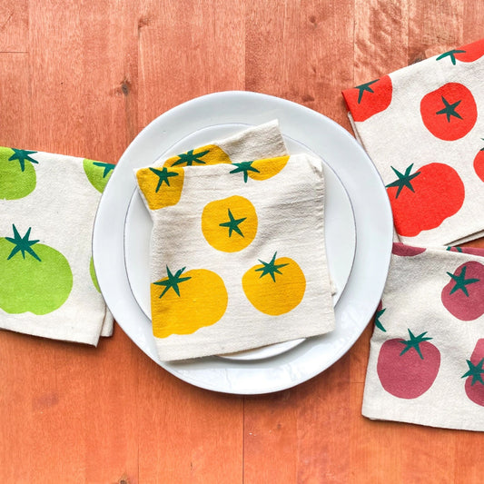 Tomatoes Hand Printed Cotton Napkins
