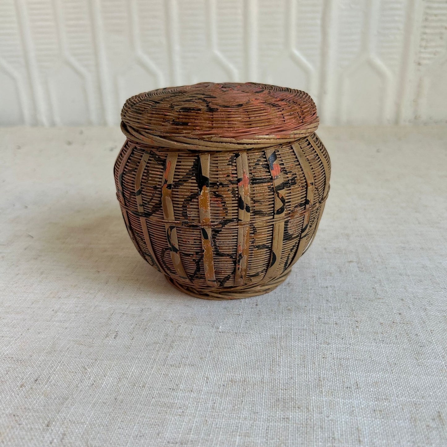 Vintage Apple Painted Basket