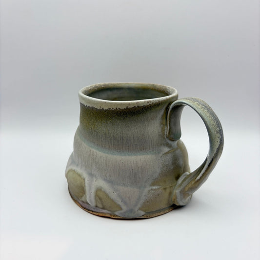 White and Tan Drip Mug by Sarah Boudinot