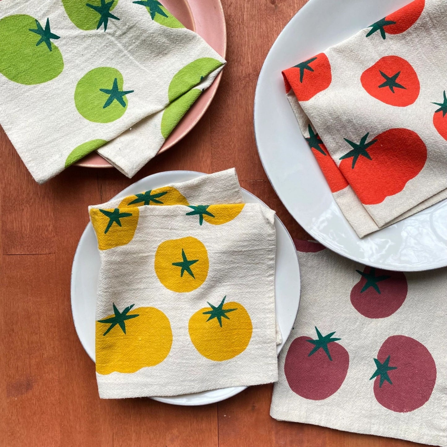 Tomatoes Hand Printed Cotton Napkins
