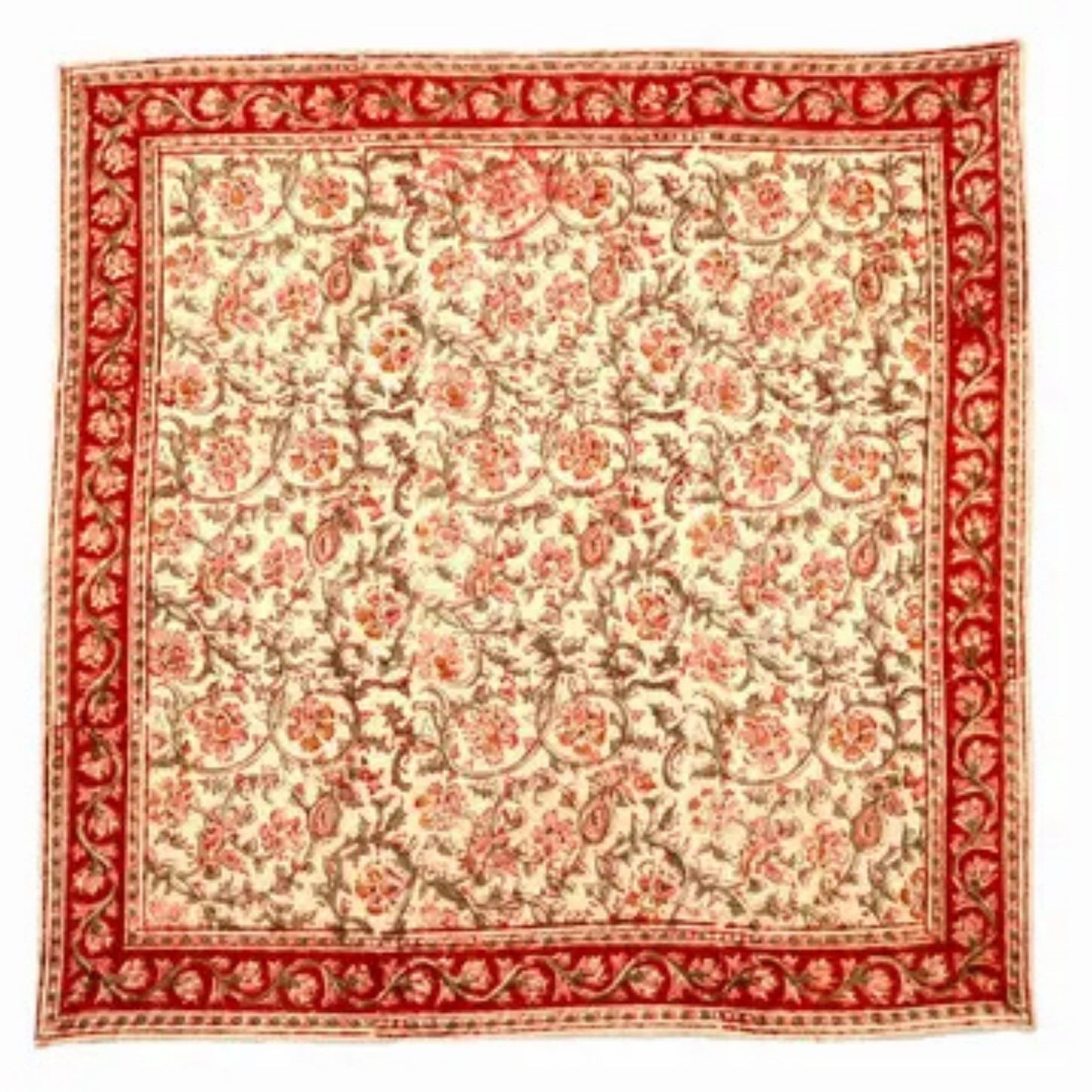 Autumn Rose Pattern Kalamkari Cotton Bandana
