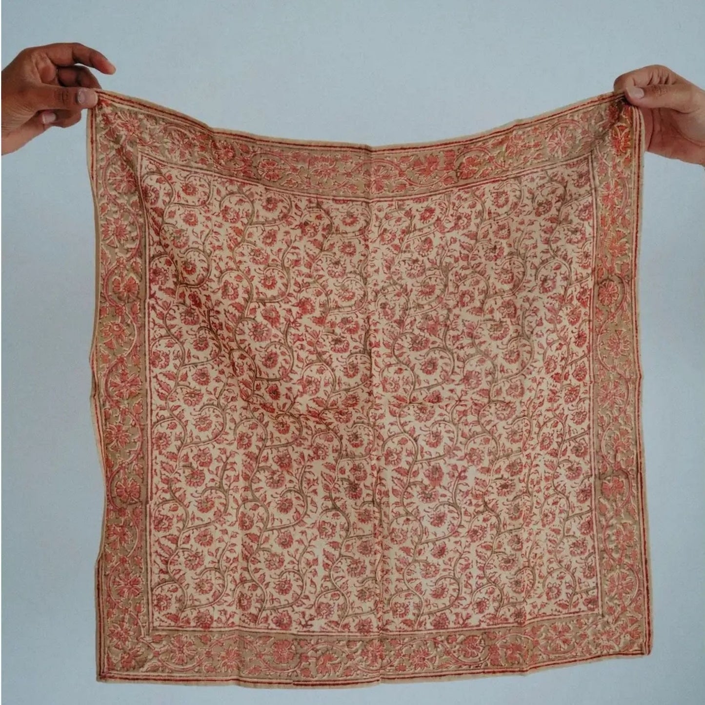 Autumn Rose Pattern Kalamkari Cotton Bandana