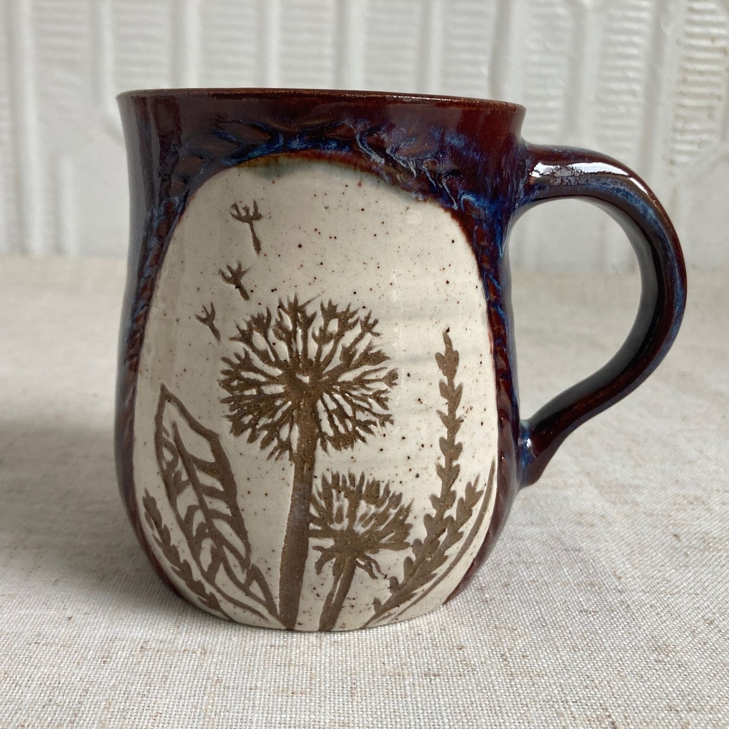 Dandelion and Feather Ceramic Mug by Danielle Payette