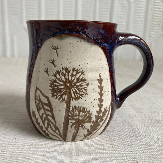 Dandelion and Feather Ceramic Mug by Danielle Payette
