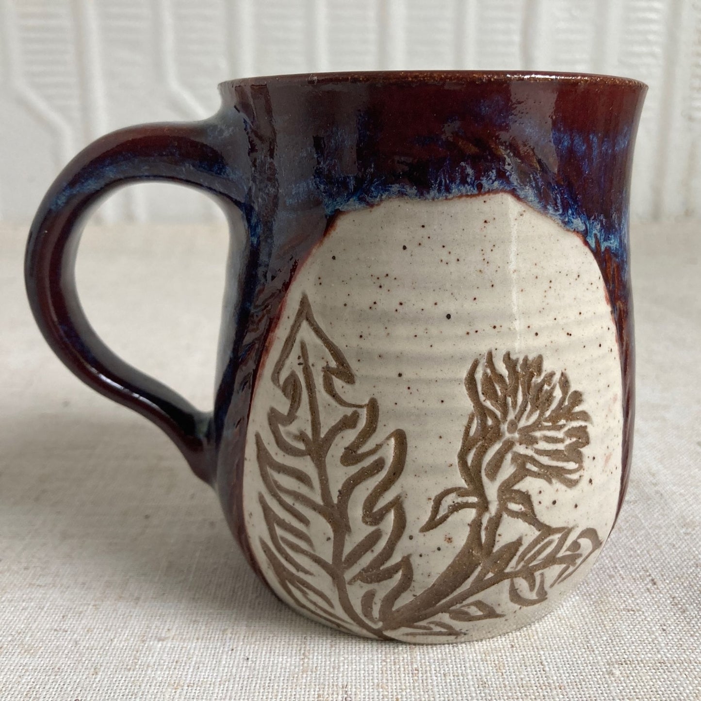 Dandelion and Feather Ceramic Mug by Danielle Payette