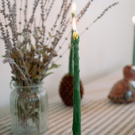 Asparagus Candles Beeswax, Set of 2