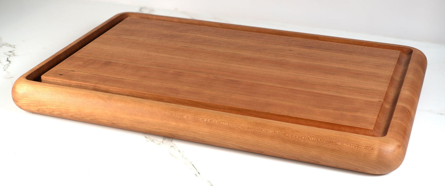 Professional Rounded Edge Carving Butcher Block with Deep Juice Channel