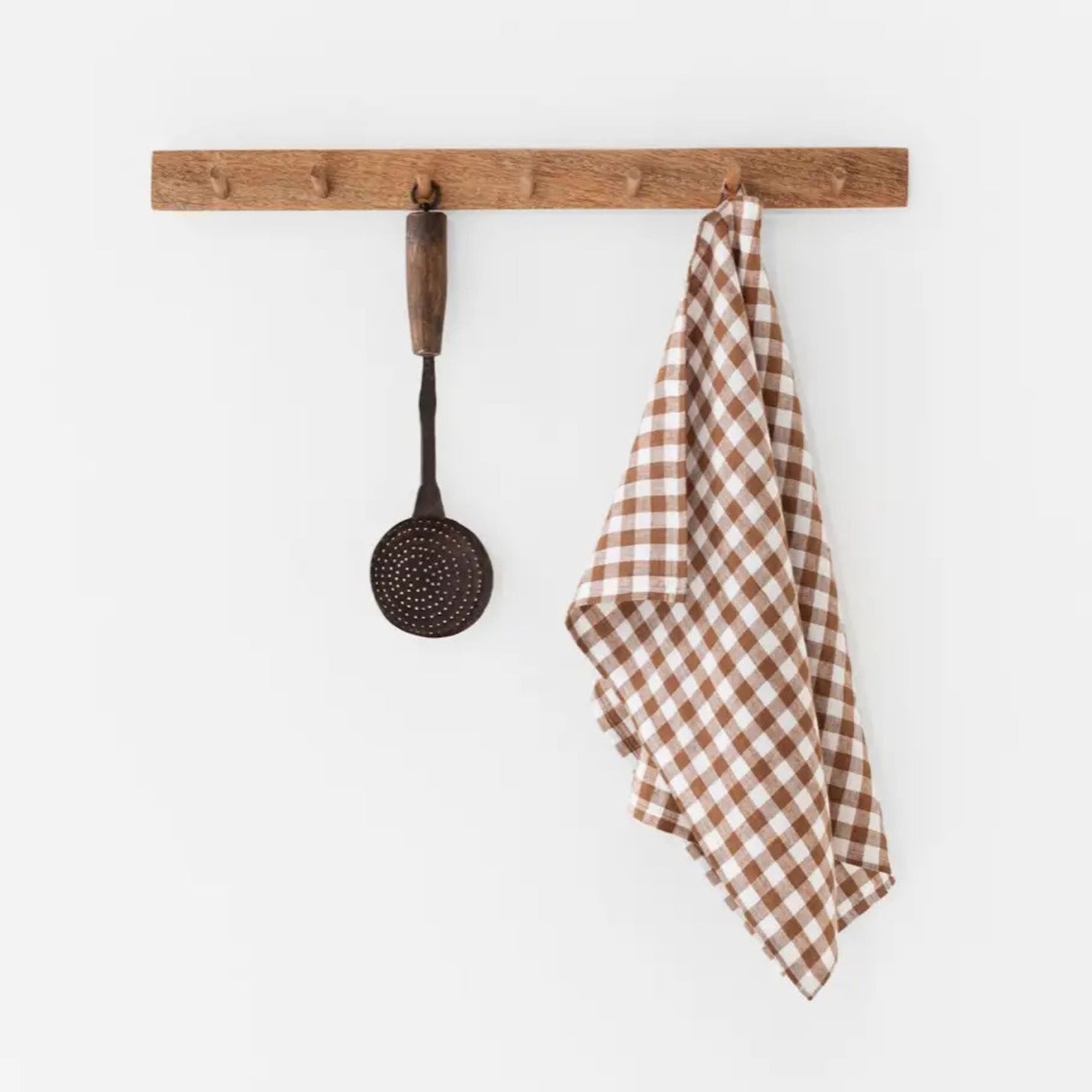 Cinnamon Gingham Linen Tea Towel